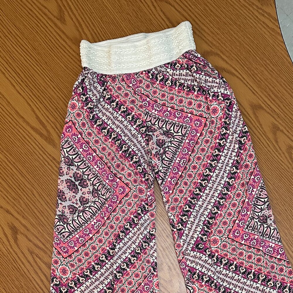 ✨ Joe B. Boho Dreams Wide Leg Flare Pants - Pink Geometric